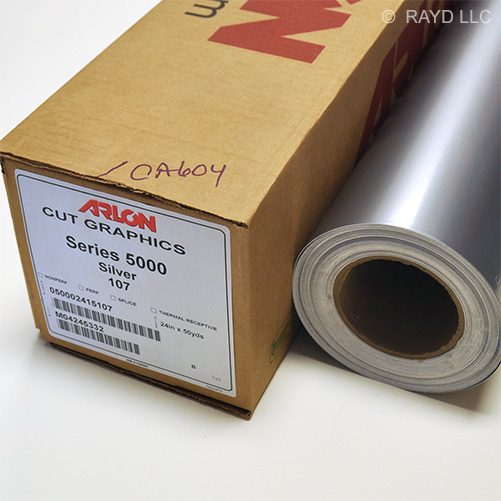 24" X 10 Yards Silver Arlon 5000 Series Cut Graphic Cutting Vinyl 107 ...