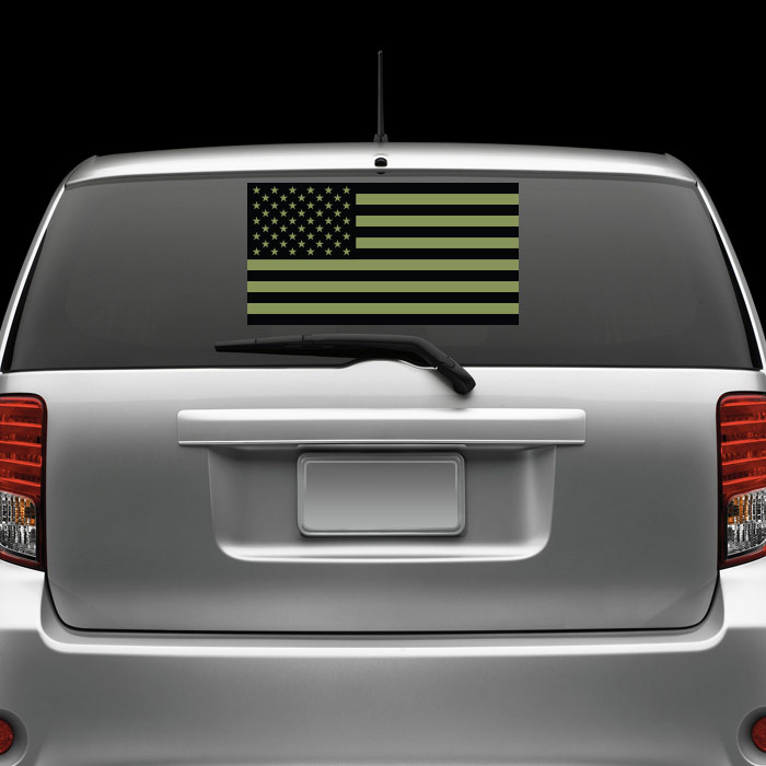 Subdued OD Green American Flag Windshield Sticker Decal Vinyl Large america usa