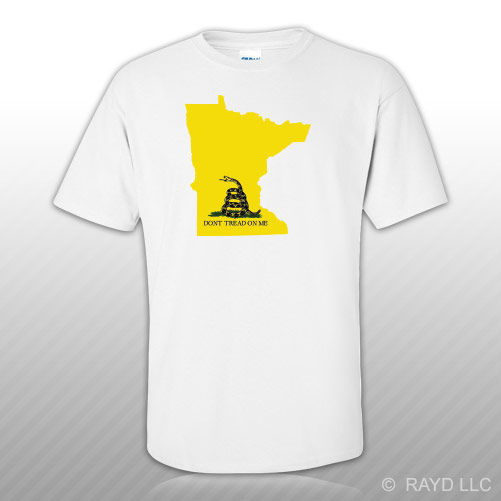 Minnesota State Shaped Gadsden Flag T-Shirt Tee Shirt Free Sticker MN