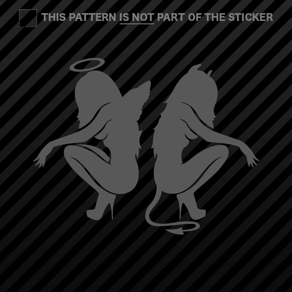 (2x) Kneeling Angel Devil Sexy Girls Sticker Self Adhesive Vinyl - Picture 8 of 22