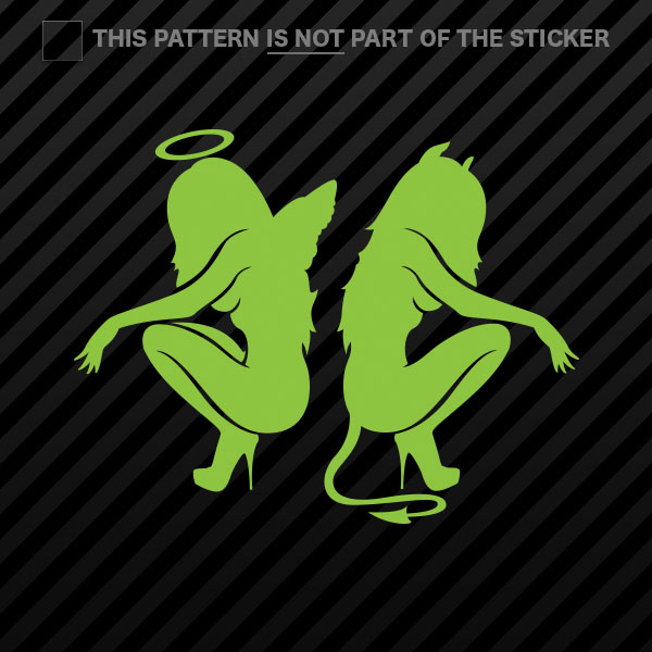 (2x) Kneeling Angel Devil Sexy Girls Sticker Self Adhesive Vinyl - Picture 10 of 22