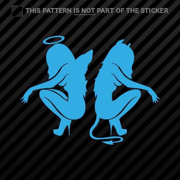 (2x) Kneeling Angel Devil Sexy Girls Sticker Self Adhesive Vinyl - Picture 9 of 22