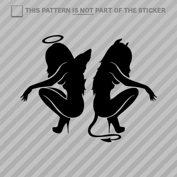 (2x) Kneeling Angel Devil Sexy Girls Sticker Self Adhesive Vinyl - Picture 11 of 22