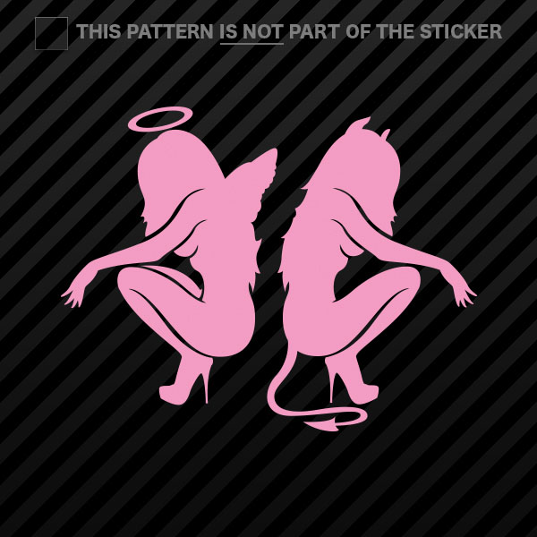 (2x) Kneeling Angel Devil Sexy Girls Sticker Self Adhesive Vinyl - Picture 13 of 22