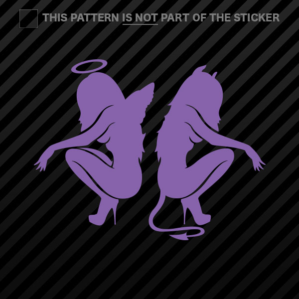 (2x) Kneeling Angel Devil Sexy Girls Sticker Self Adhesive Vinyl - Picture 14 of 22