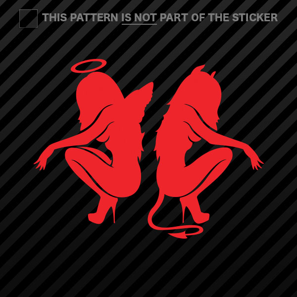 (2x) Kneeling Angel Devil Sexy Girls Sticker Self Adhesive Vinyl - Picture 3 of 22