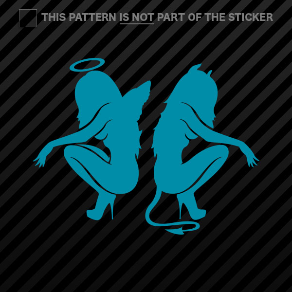 (2x) Kneeling Angel Devil Sexy Girls Sticker Self Adhesive Vinyl - Picture 18 of 22
