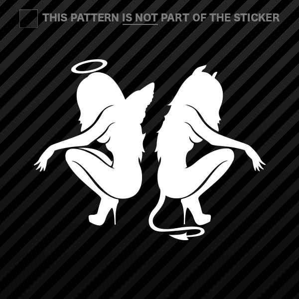 (2x) Kneeling Angel Devil Sexy Girls Sticker Self Adhesive Vinyl - Picture 2 of 22