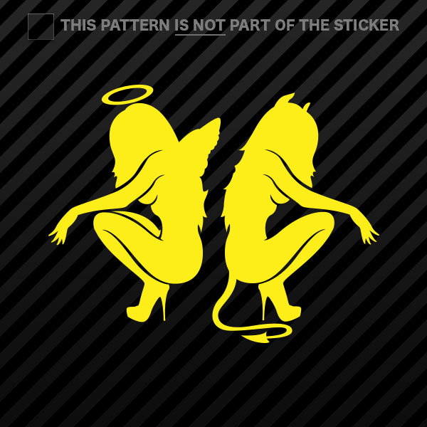 (2x) Kneeling Angel Devil Sexy Girls Sticker Self Adhesive Vinyl - Picture 16 of 22