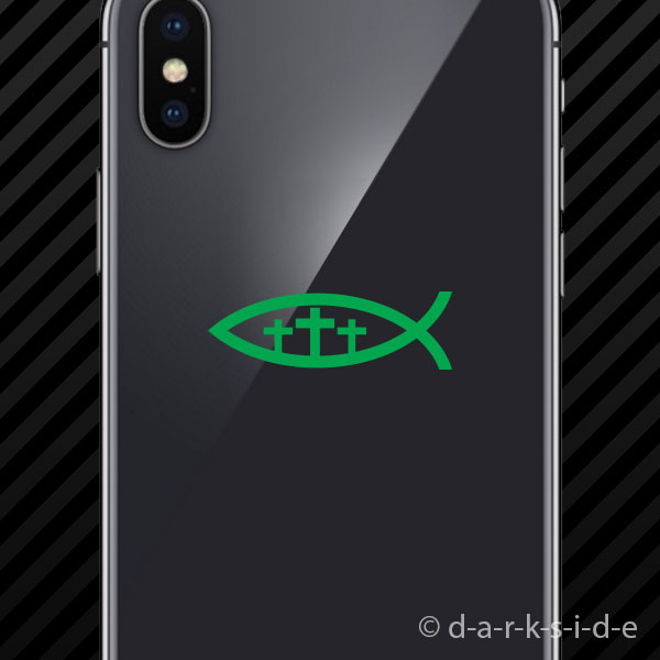 (2x) Christian Jesus Fish Three Cross Sticker Vinyl Ichthys faith religious - Picture 7 of 22