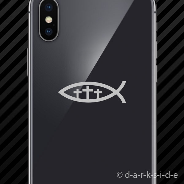 (2x) Christian Jesus Fish Three Cross Sticker Vinyl Ichthys faith religious - Picture 15 of 22