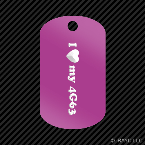 I Love my 4G63 Keychain GI dog tag engraved many colors JDM DSM EVO - Picture 8 of 12