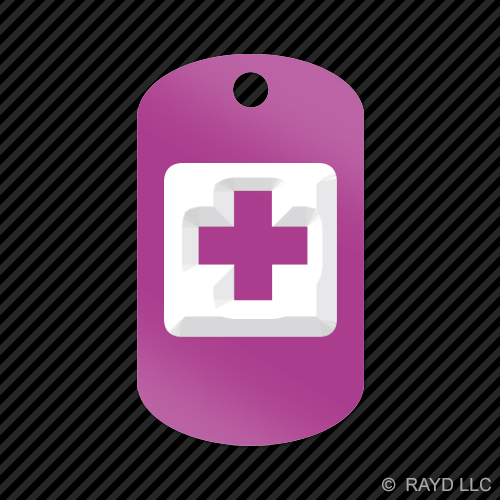 First Aid Keychain GI dog tag engraved many colors icon red cross #2 - Picture 8 of 12