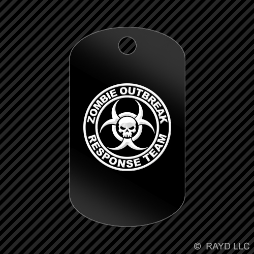 Zombie Outbreak Response Team Keychain GI dog tag engraved many colors - Picture 2 of 12