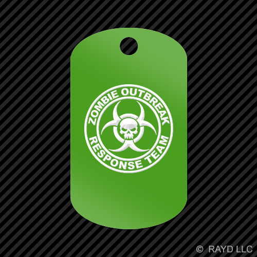 Zombie Outbreak Response Team Keychain GI dog tag engraved many colors - Picture 5 of 12