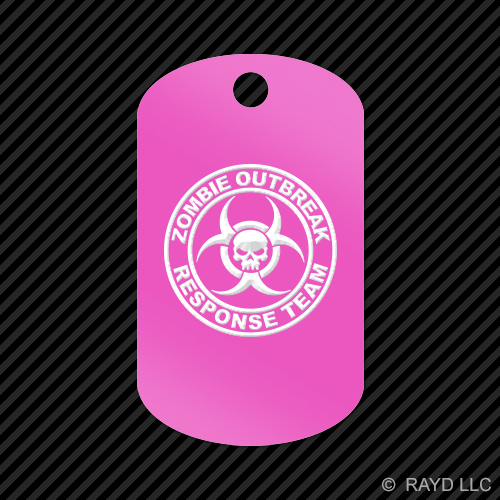 Zombie Outbreak Response Team Keychain GI dog tag engraved many colors - Picture 9 of 12