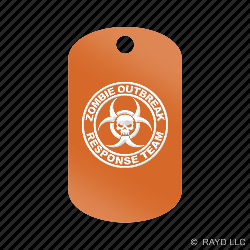 Zombie Outbreak Response Team Keychain GI dog tag engraved many colors - Picture 11 of 12
