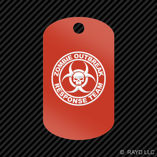 Zombie Outbreak Response Team Keychain GI dog tag engraved many colors - Picture 12 of 12