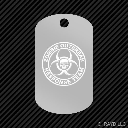 Zombie Outbreak Response Team Keychain GI dog tag engraved many colors - Picture 3 of 12