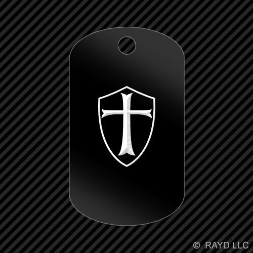 Knight's Templar Shield Keychain GI dog tag engraved many colors knight - Picture 2 of 12