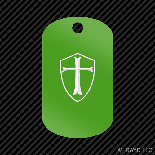 Knight's Templar Shield Keychain GI dog tag engraved many colors  knight 