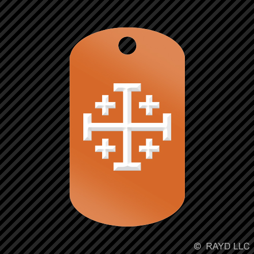 Jerusalem Cross Keychain GI dog tag engraved many colors christian religous - Picture 11 of 12