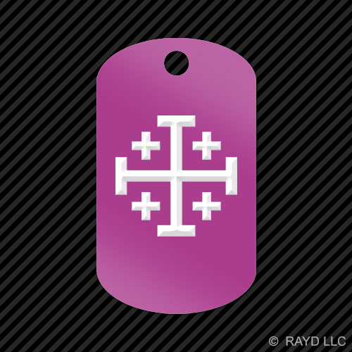 Jerusalem Cross Keychain GI dog tag engraved many colors christian religous - Picture 8 of 12