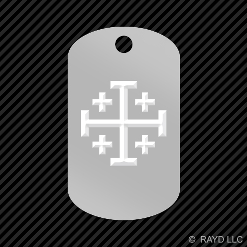Jerusalem Cross Keychain GI dog tag engraved many colors christian religous - Picture 3 of 12