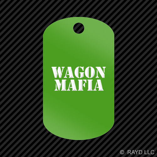 Wagon Mafia Keychain Round with Tab dog engraved many colors 