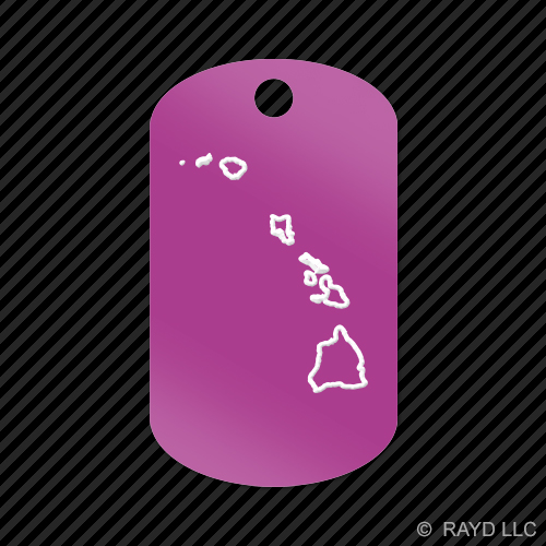 Hawaii Outline Keychain GI dog tag engraved many colors  HI 
