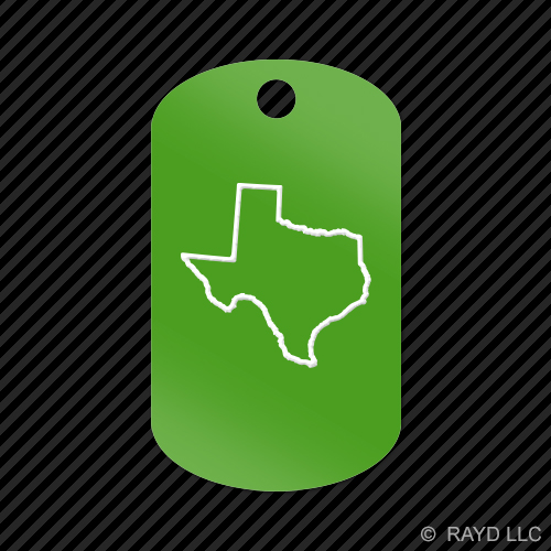 Texas Outline Keychain GI dog tag engraved many colors  TX 