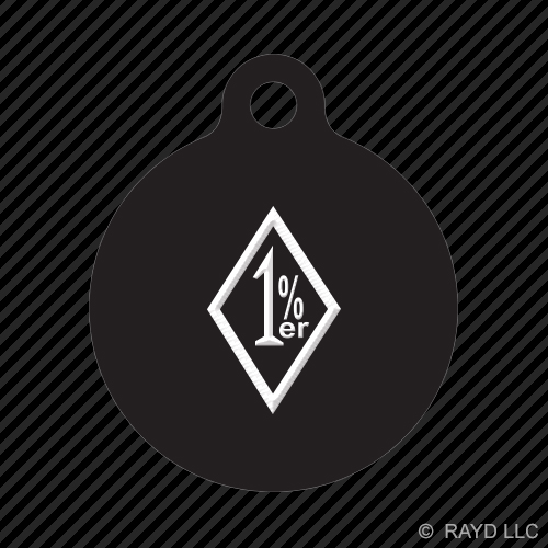 1%er Keychain Round with Tab dog engraved many colors outlaw 1 Percenter 1% er - Picture 2 of 11