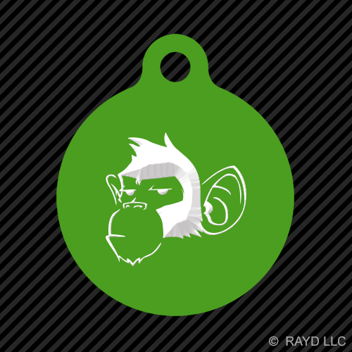 Monkey Keychain Round with Tab dog engraved many colors 