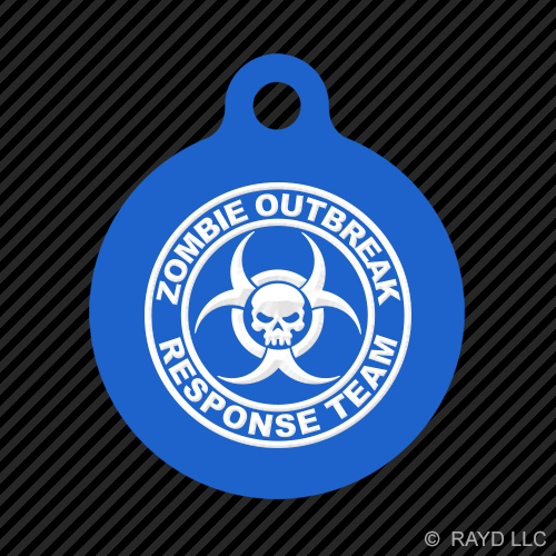 Zombie Outbreak Response Team Keychain GI dog tag engraved many colors  type 2 