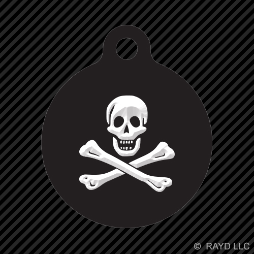 Jolly Roger Edward of England Pirate Keychain Round with Tab dog engraved 