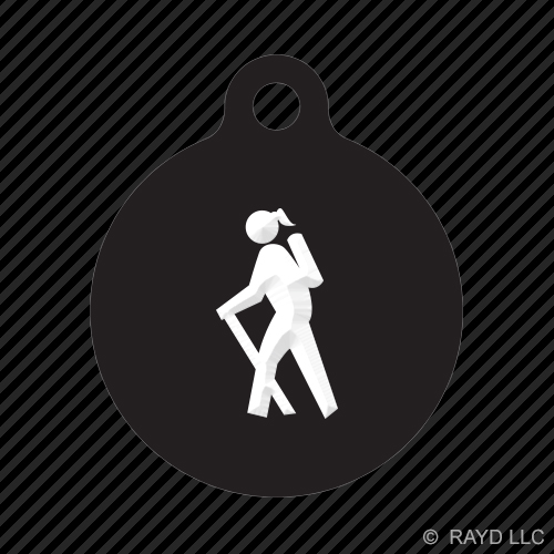 Schlüsselanhänger weiblich Camping Wanderer rund mit Lasche graviert viele Farben Backpacking - Bild 2 von 11