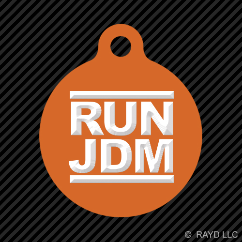 RUN JDM Keychain Round with Tab dog engraved many colors 