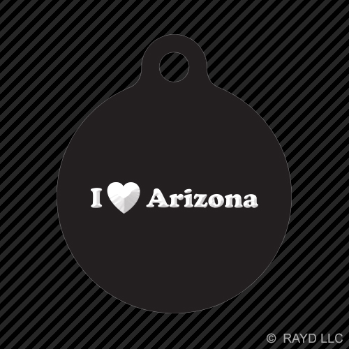 Arizona Shaped Keychain Round with Tab dog engraved many colors AZ 