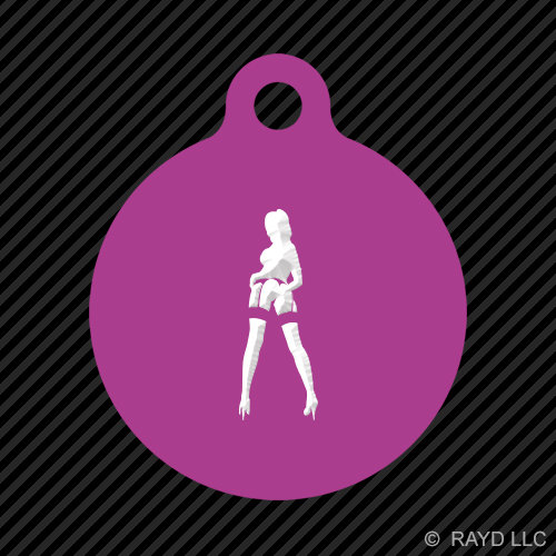 Portachiavi sexy spogliarellista bambina tondo con linguetta cane inciso tanti colori #5 - Foto 7 di 11