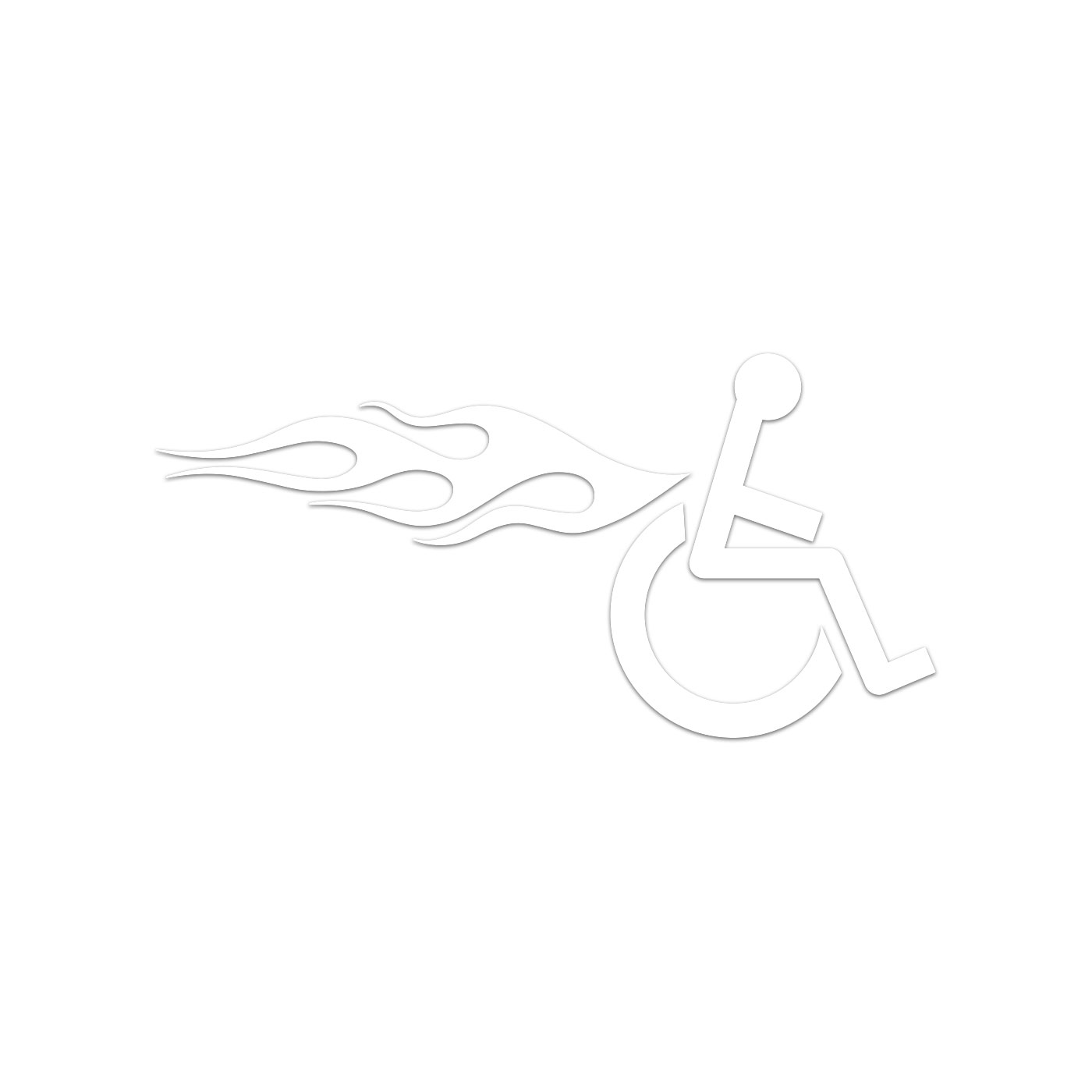 Right Facing Wheelchair With Flames Sticker Decal Die Cut