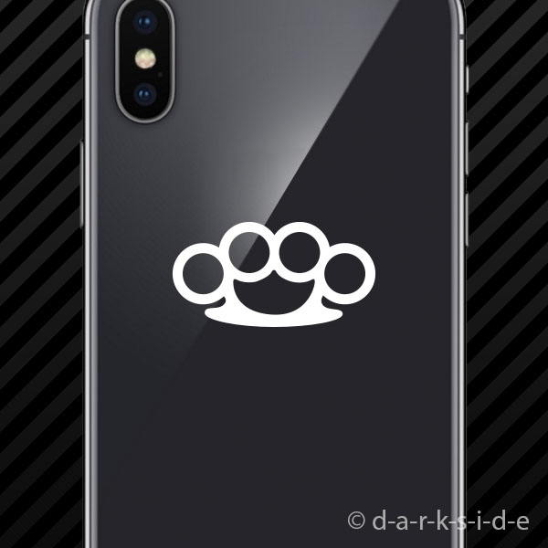 (2x) Brass Knuckles Cell Phone Sticker Mobile