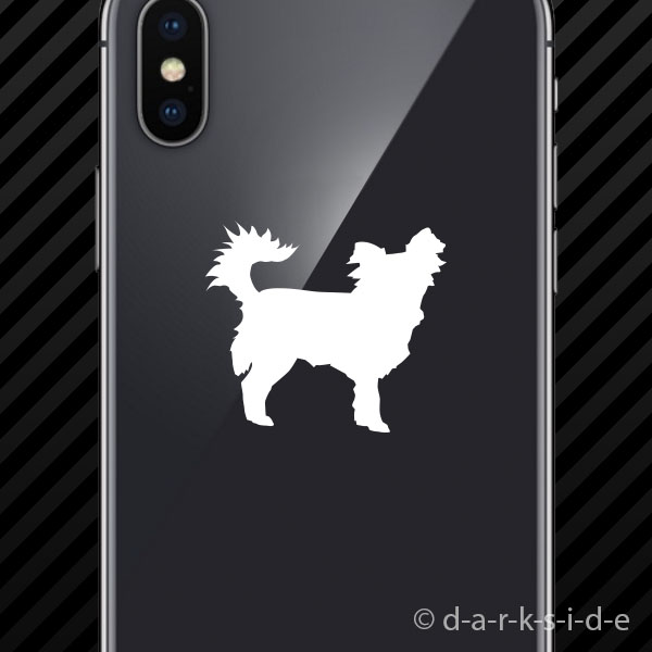 (2x) Long Haired Chihuahua Cell Phone Sticker Mobile dog canine pet