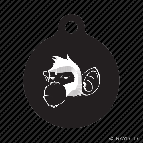 Monkey Keychain Round with Tab dog engraved many colors