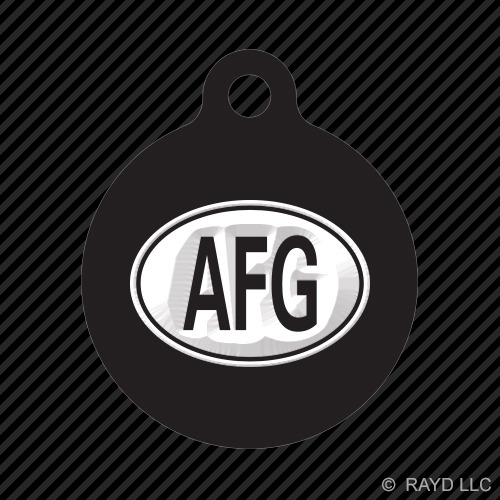 Afghanistan Oval Keychain Round with Tab engraved many colors country code afg