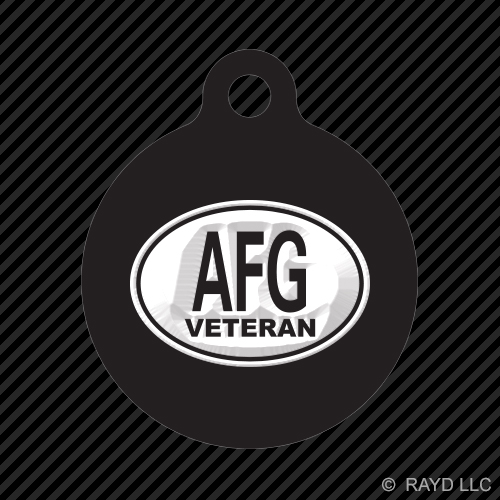 Oval Afghanistan Veteran Keychain Round with Tab dog engraved many colors afg